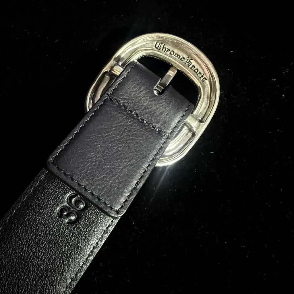 Black iced Chrome Leather Roller belt