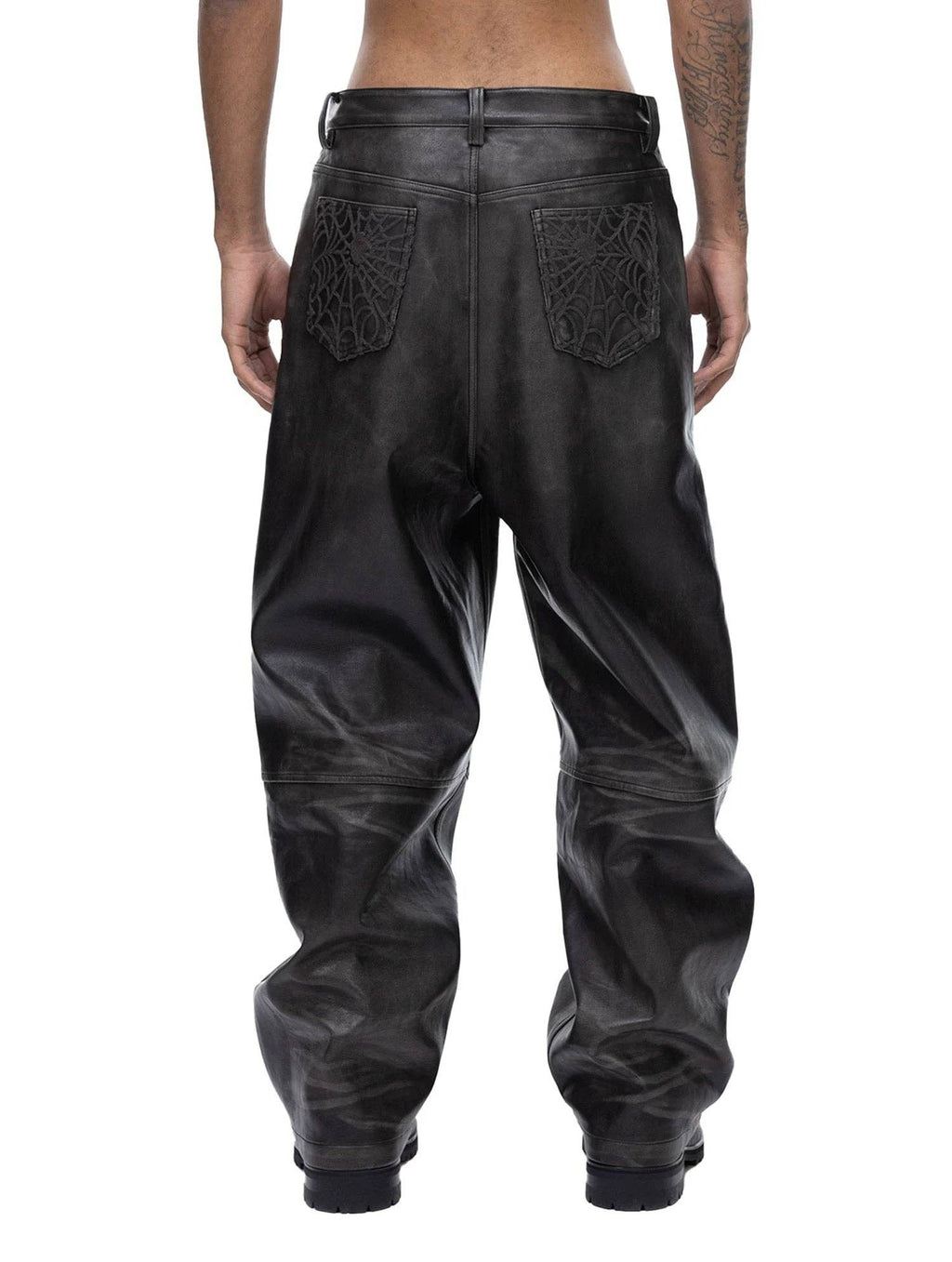 COBWEB LEATHER PANTS
