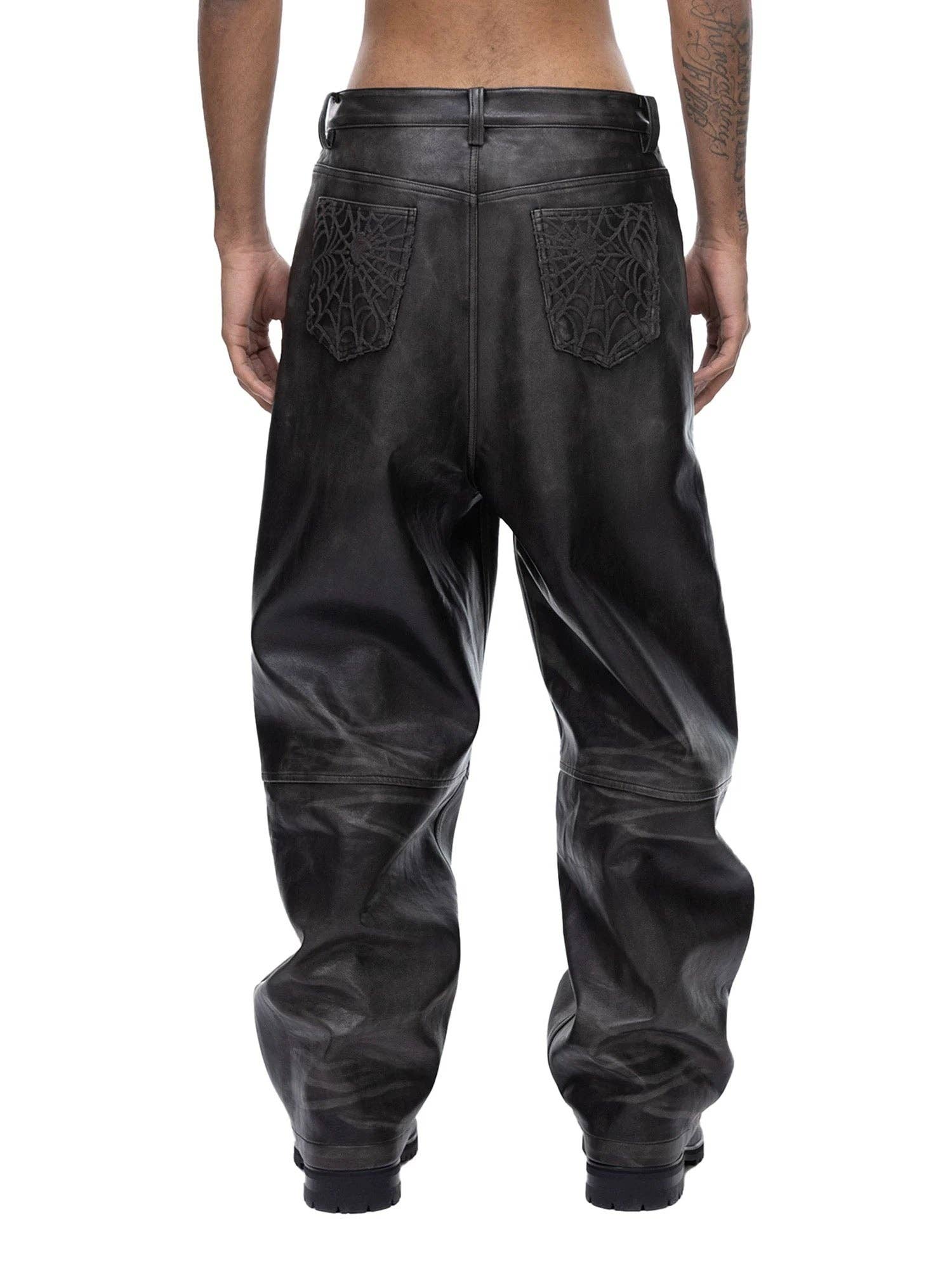 COBWEB LEATHER PANTS