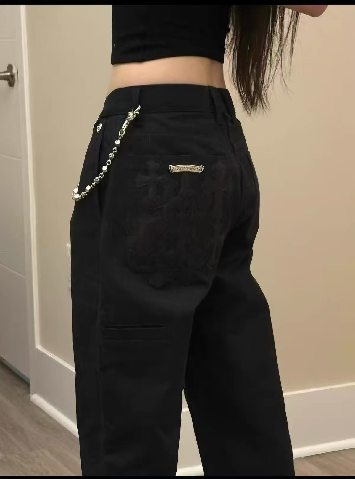Chrome hearts cross patches carpenter pants