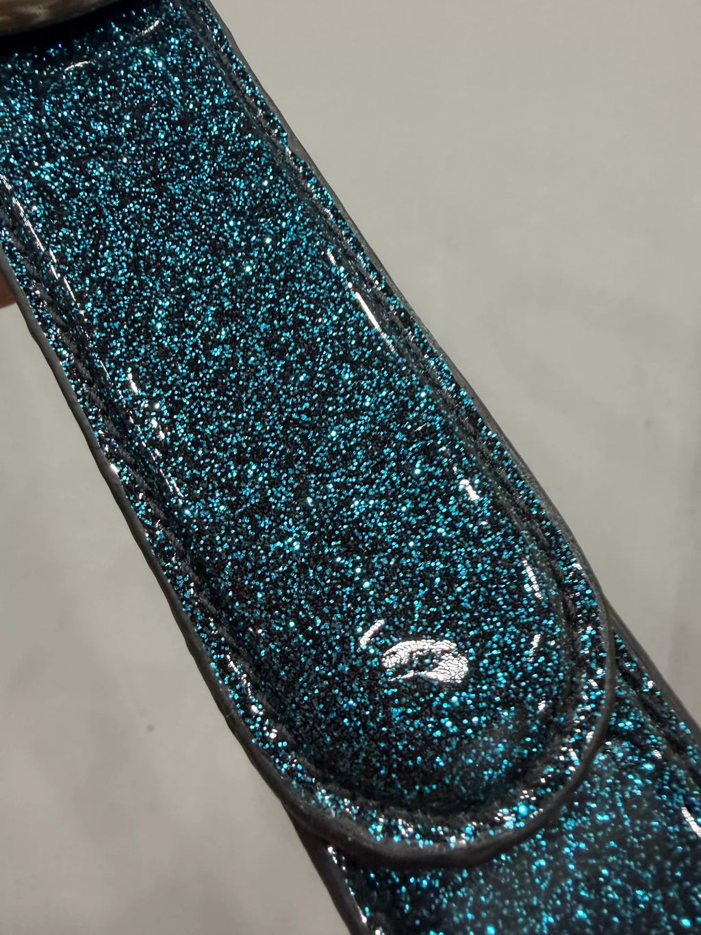 Archive blue patent  Chrome Leather belt