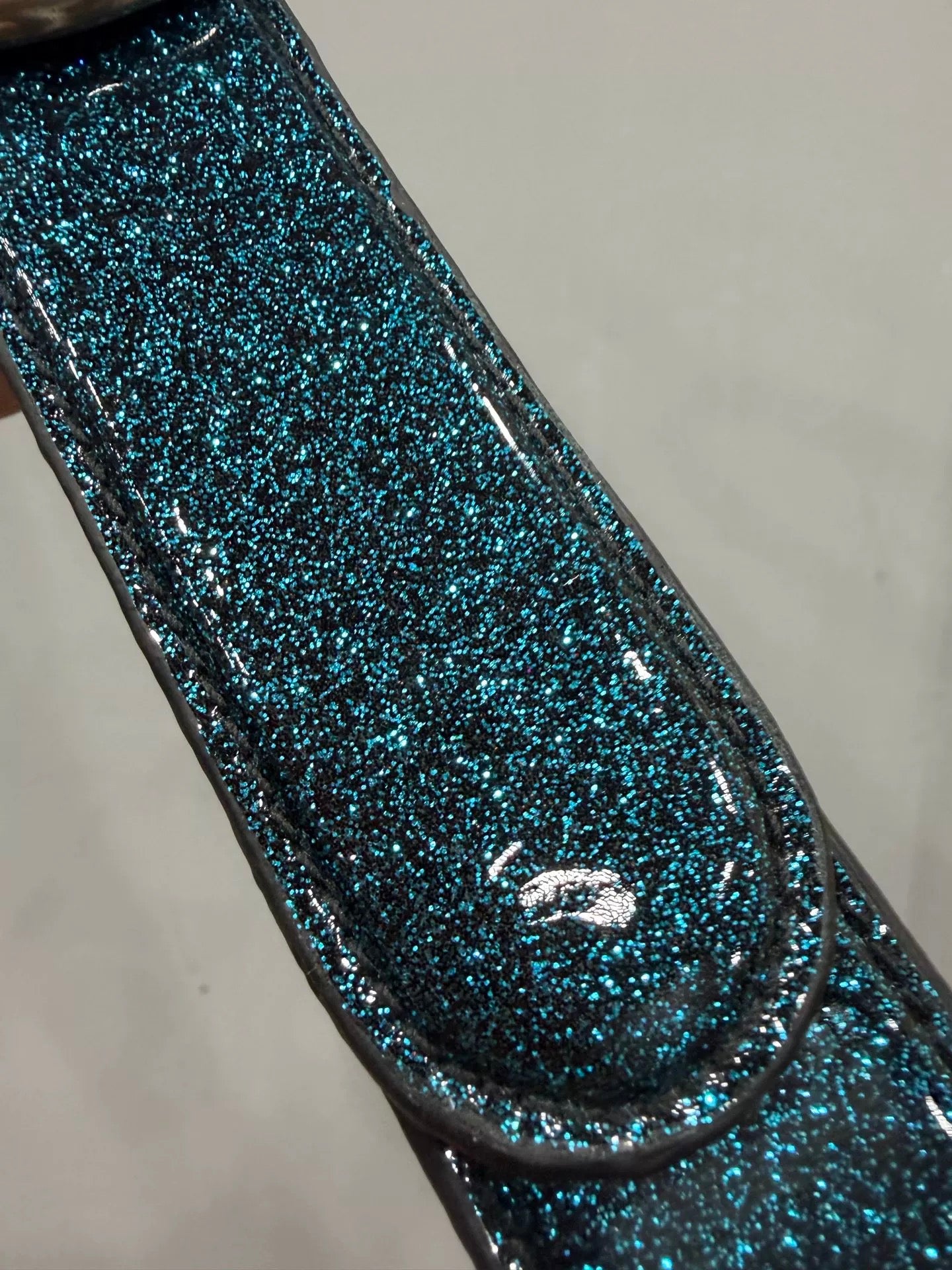 Archive blue patent  Chrome Leather belt