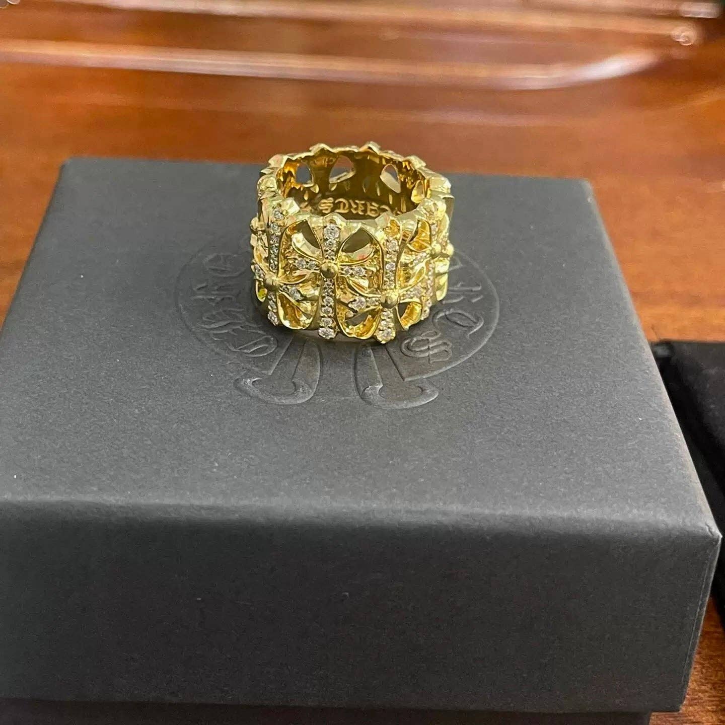 Archive Chrome gold rings with diamond gemstone