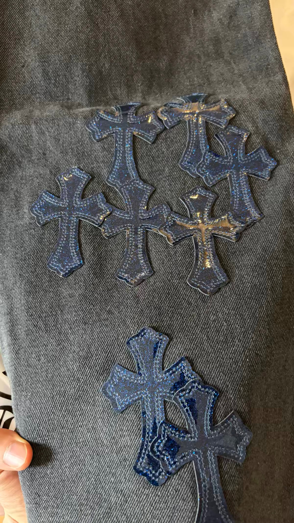 Chrome hearts blue cross patches carpenter pants