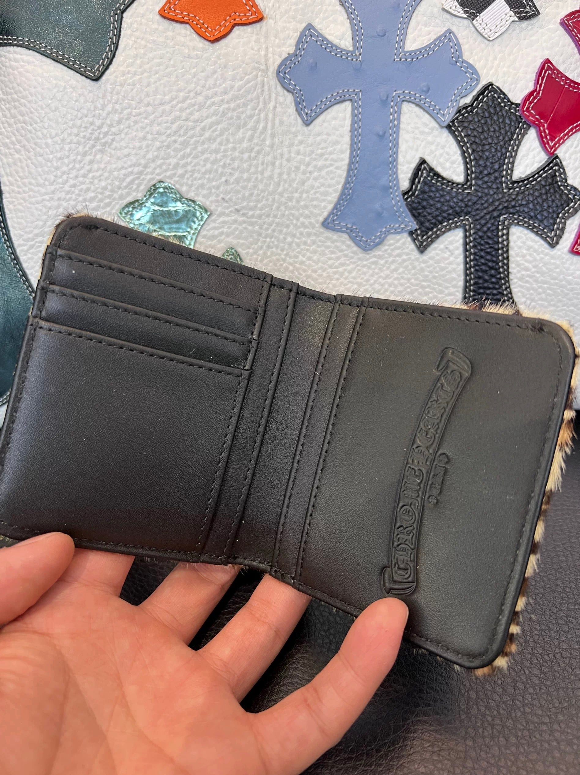 Leopard Chrome hearts  rolling stone wallet bag
