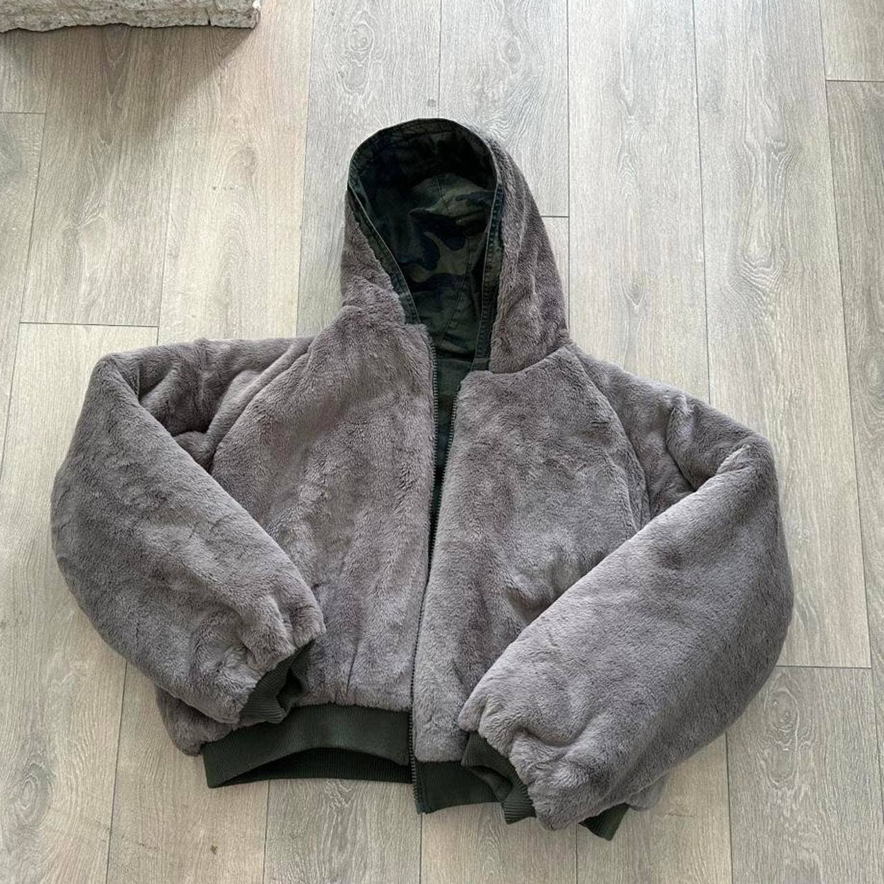Camo fur puffer