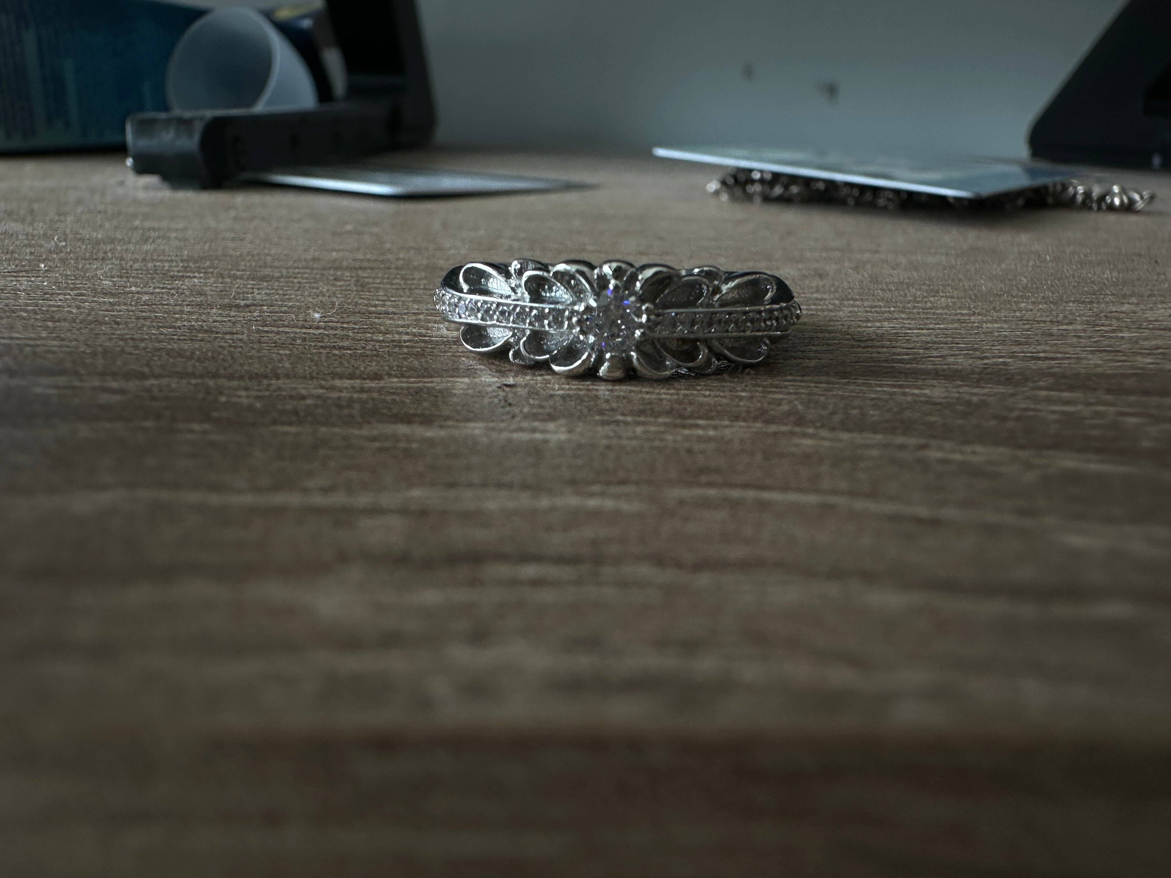 Archive Chrome rings with diamond gemstone