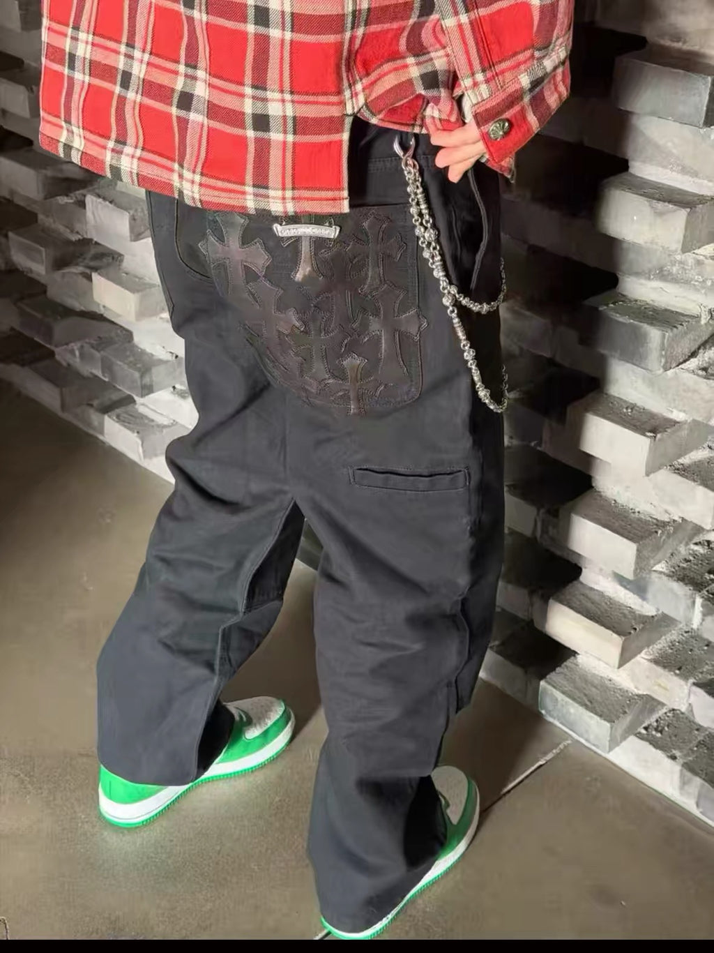 Chrome hearts cross patches carpenter pants