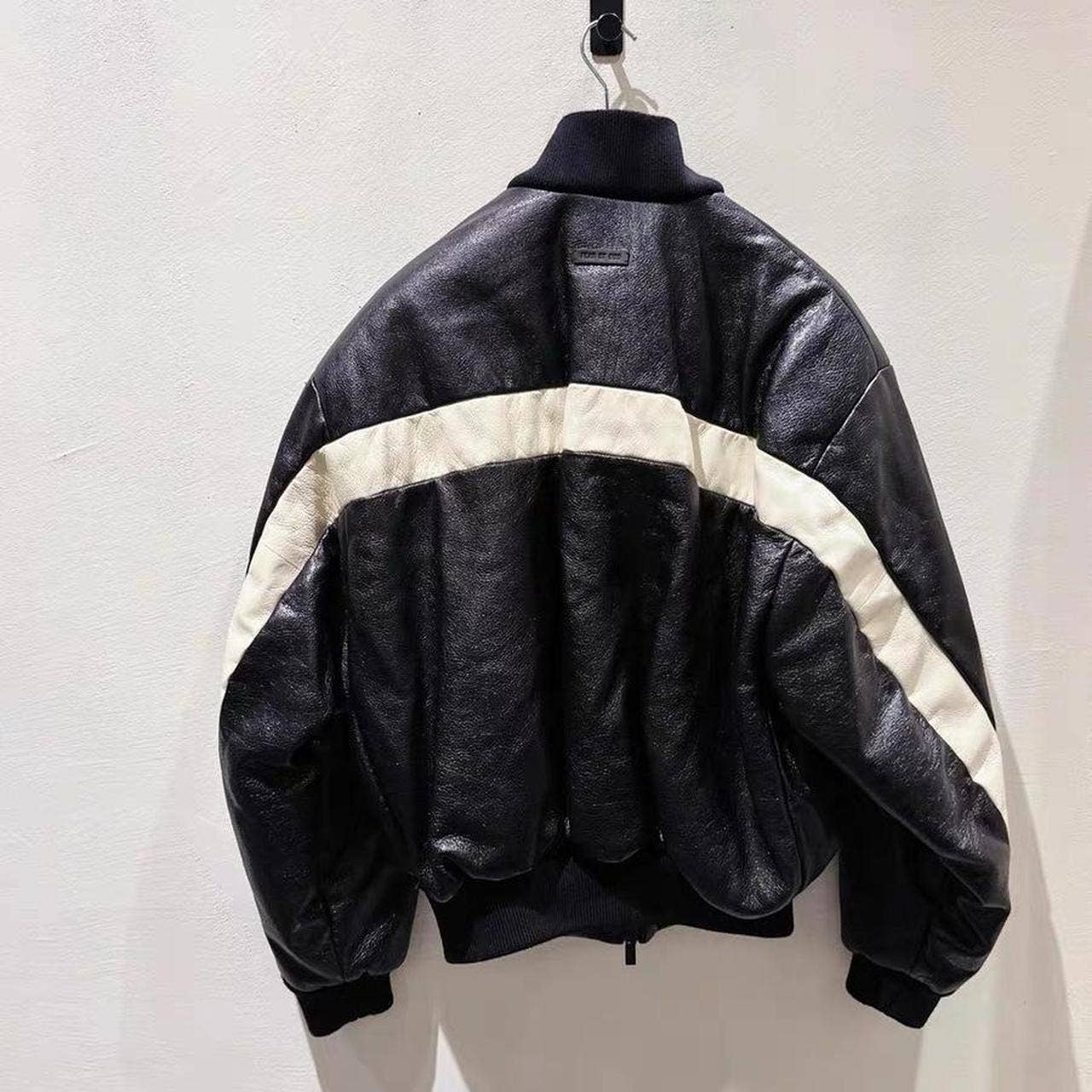 Fear of God Black and white leather bomber jacket...