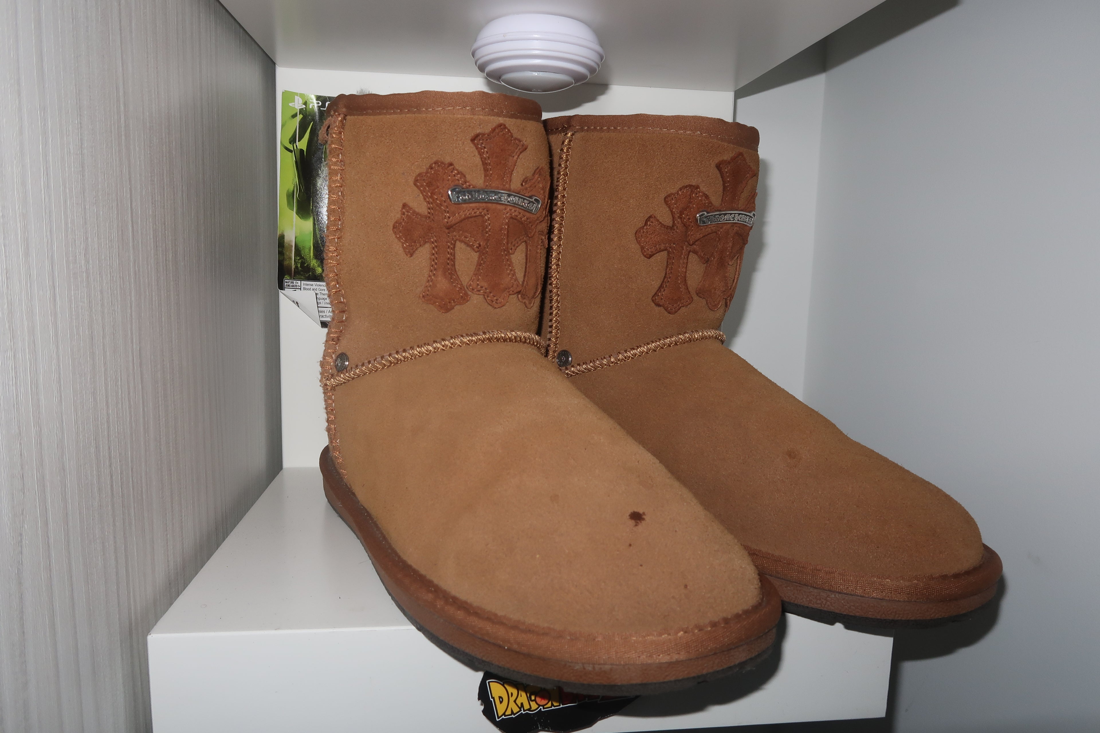 Brown Chrome sterling cross patches  boots