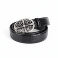 Leather chrome Oval Cross Belt
