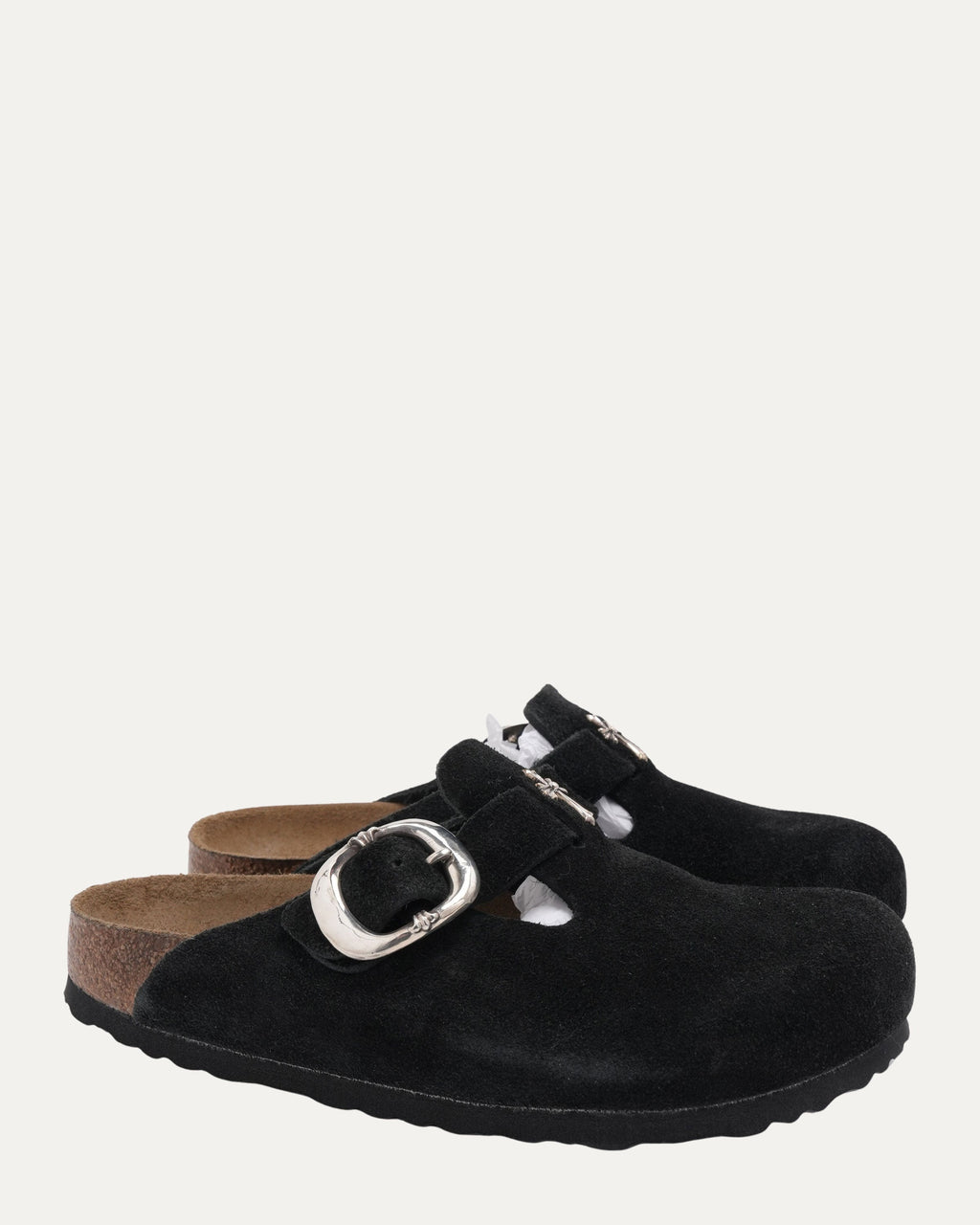 Cross Embellished Birkenstock Boston Suede Mule - Private property 