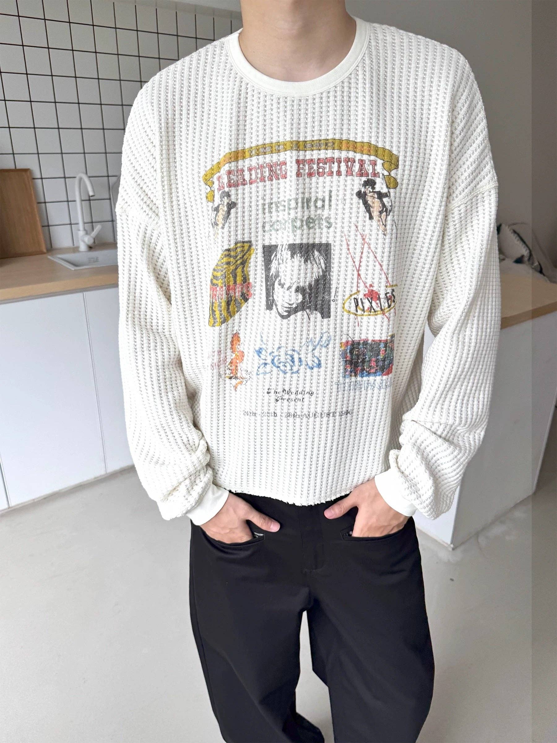 Cream Waffle Knit Long Sleeve