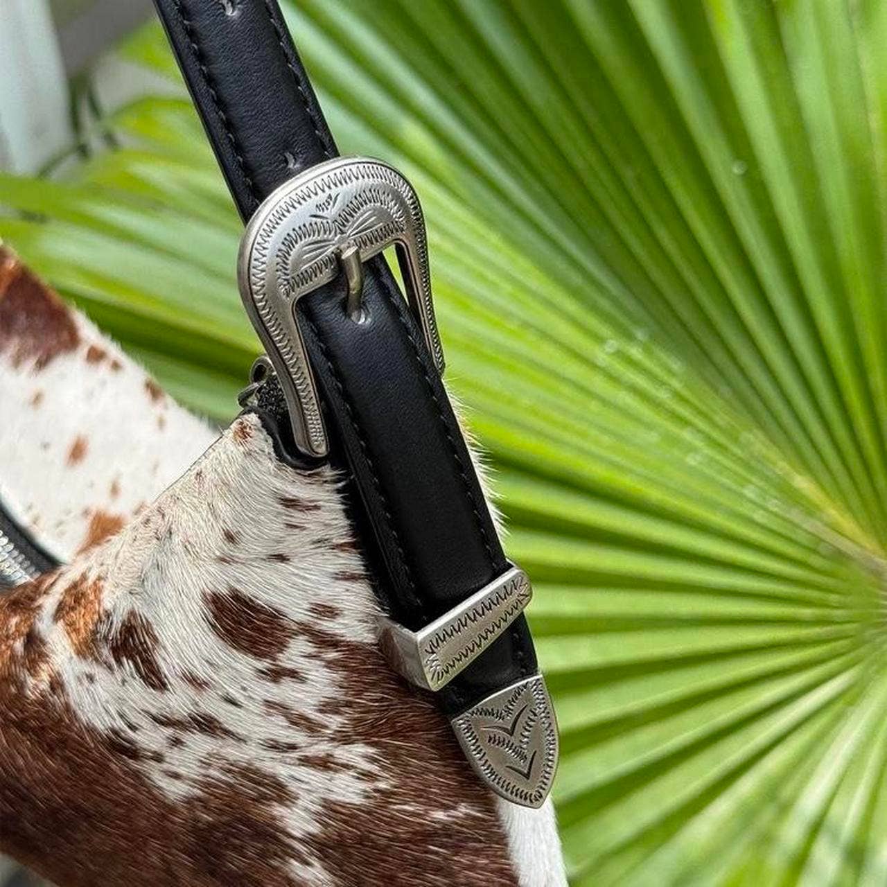 Brown and white cow print shoulder Bags