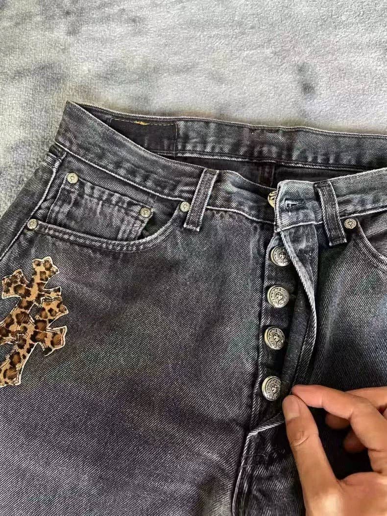 Archive Chrome leopard cross patch denim