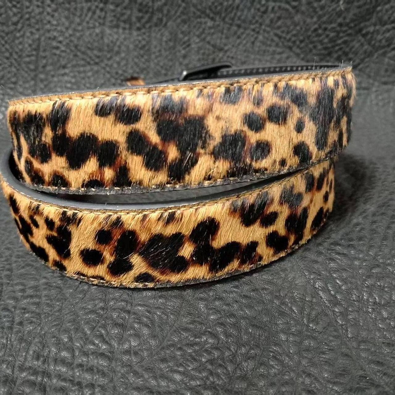 Faux fur leopard print belt