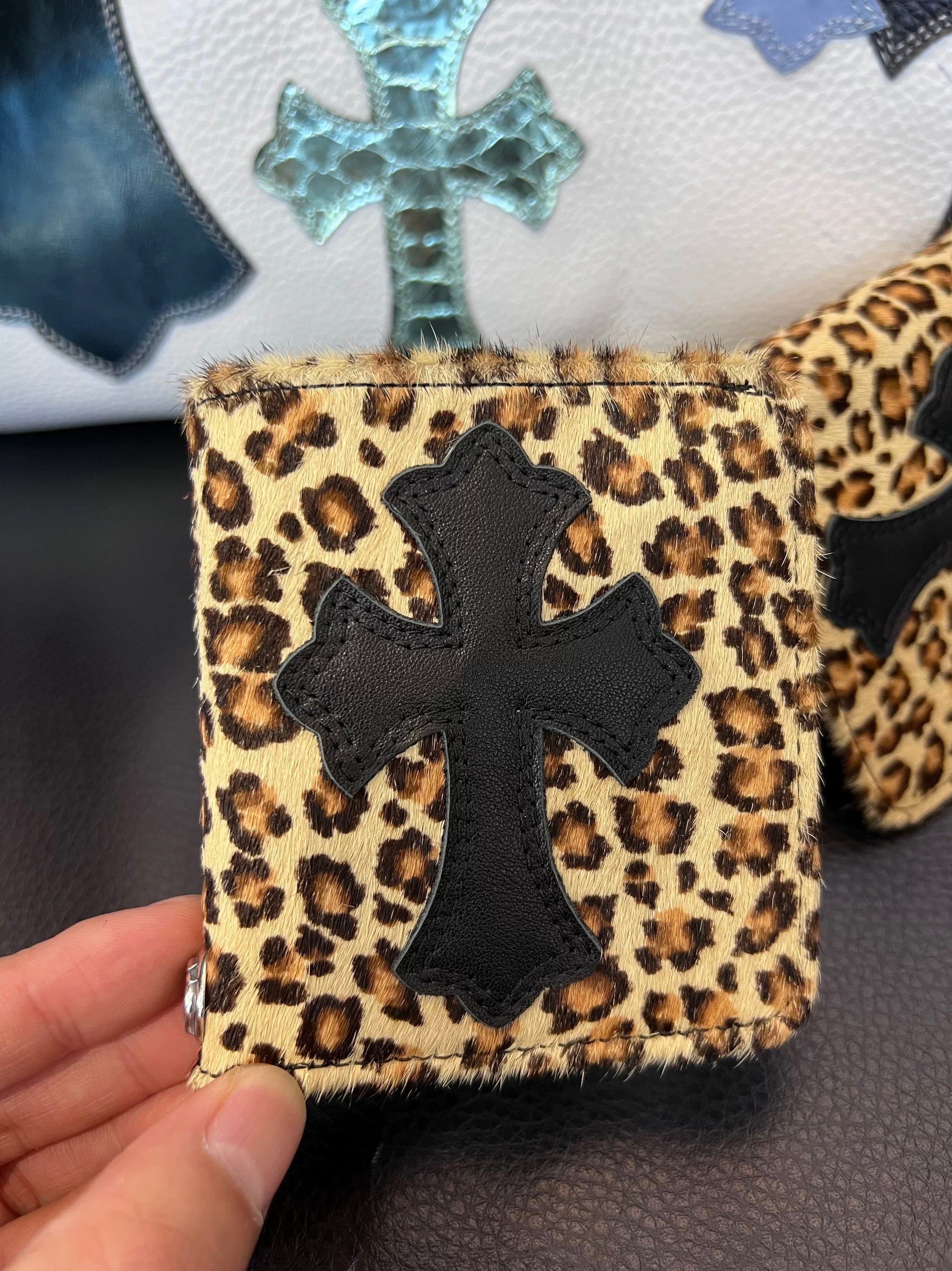 Leopard Chrome hearts  rolling stone wallet bag
