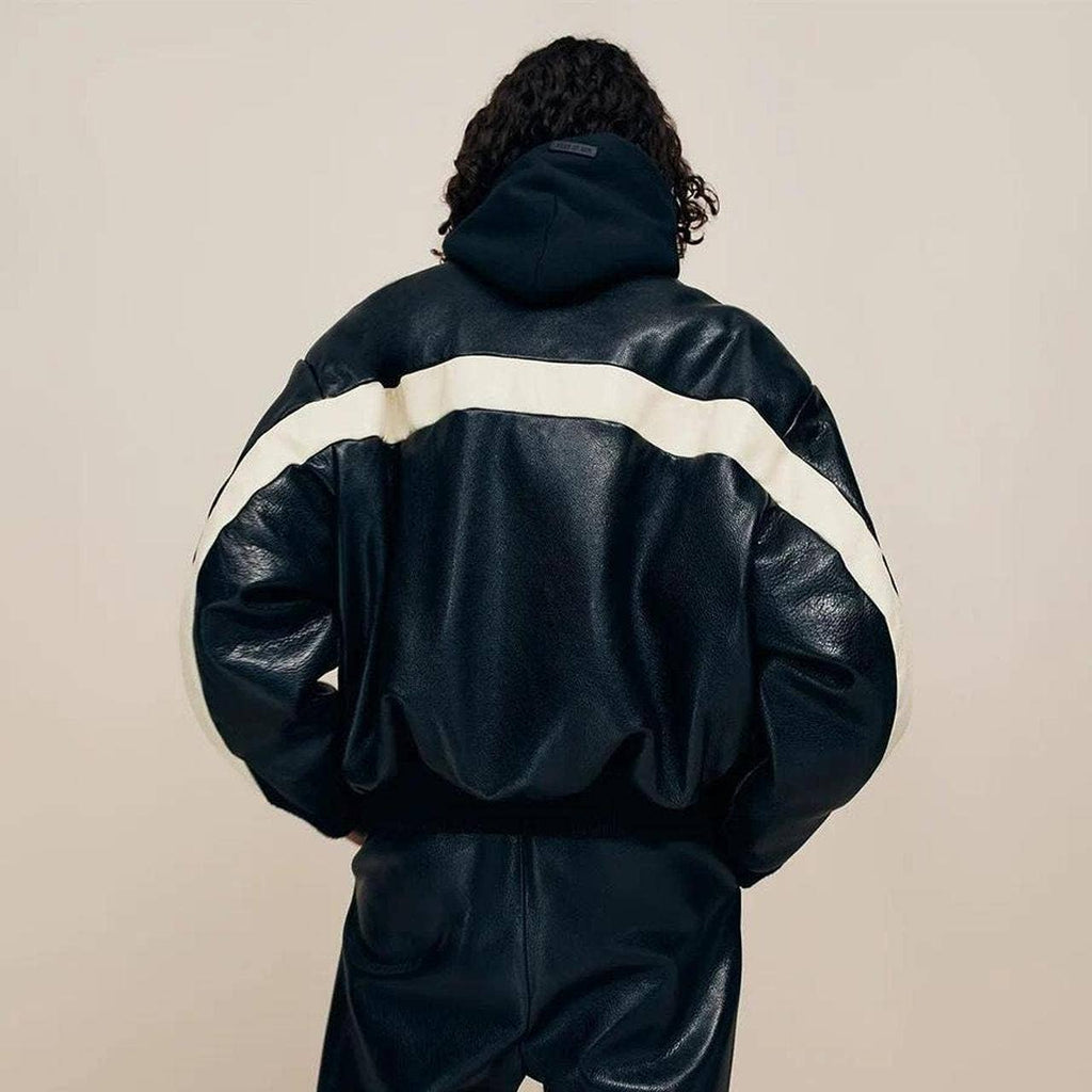 Fear of God Black and white leather bomber jacket...