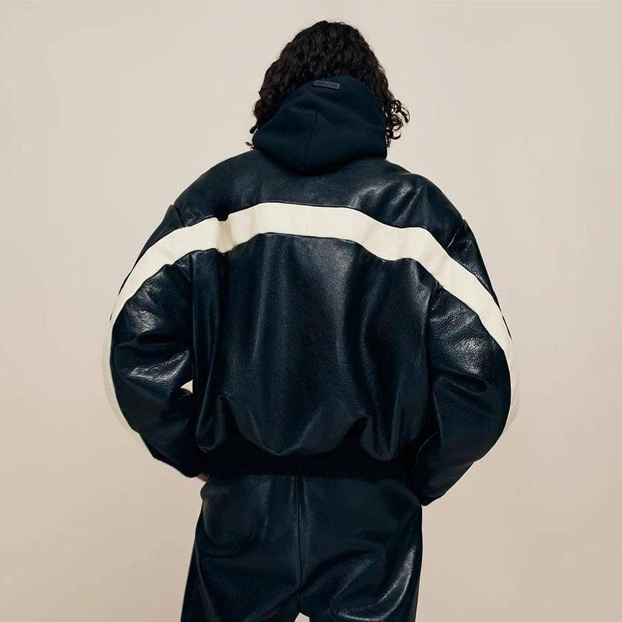 Fear of God Black and white leather bomber jacket...