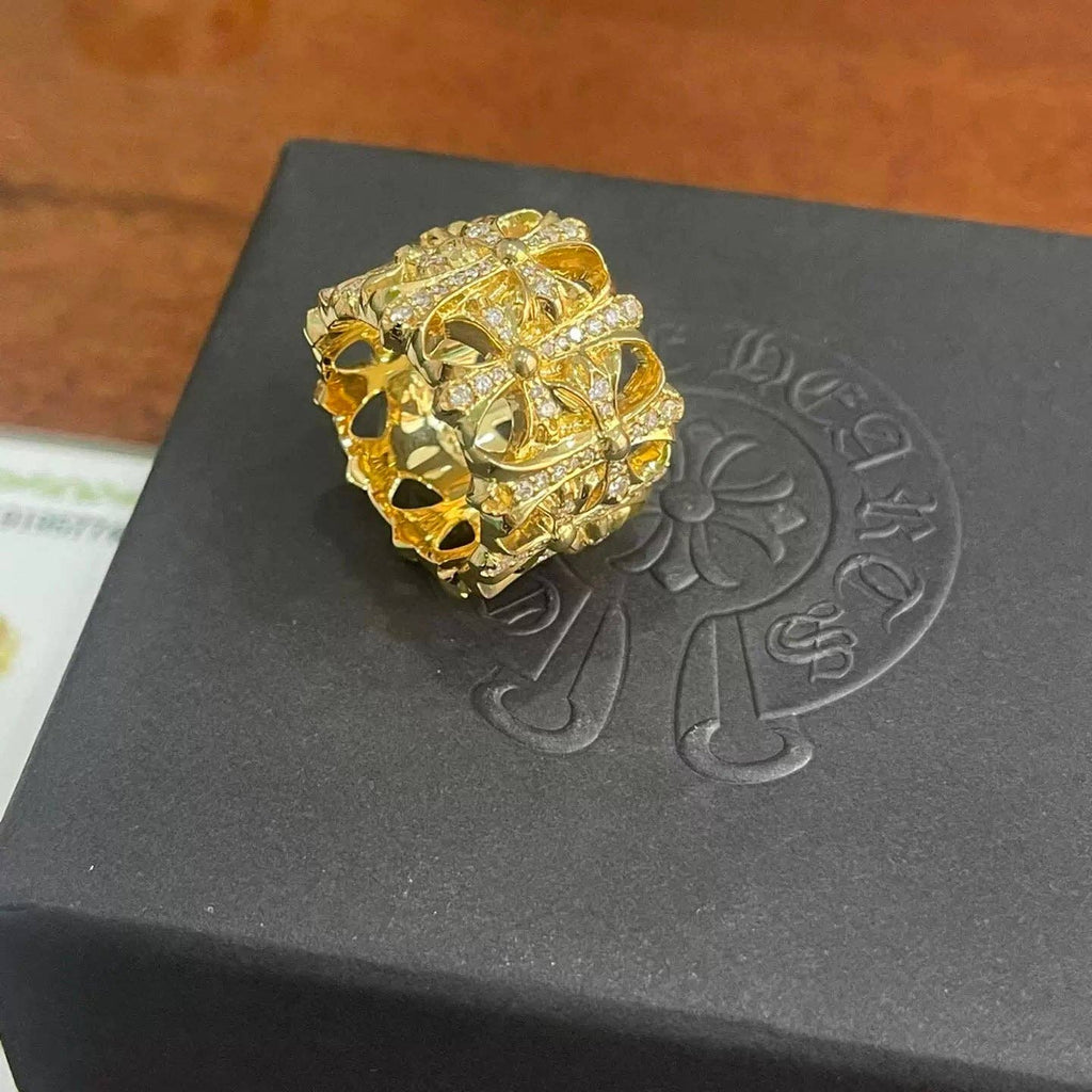 Archive Chrome gold rings with diamond gemstone