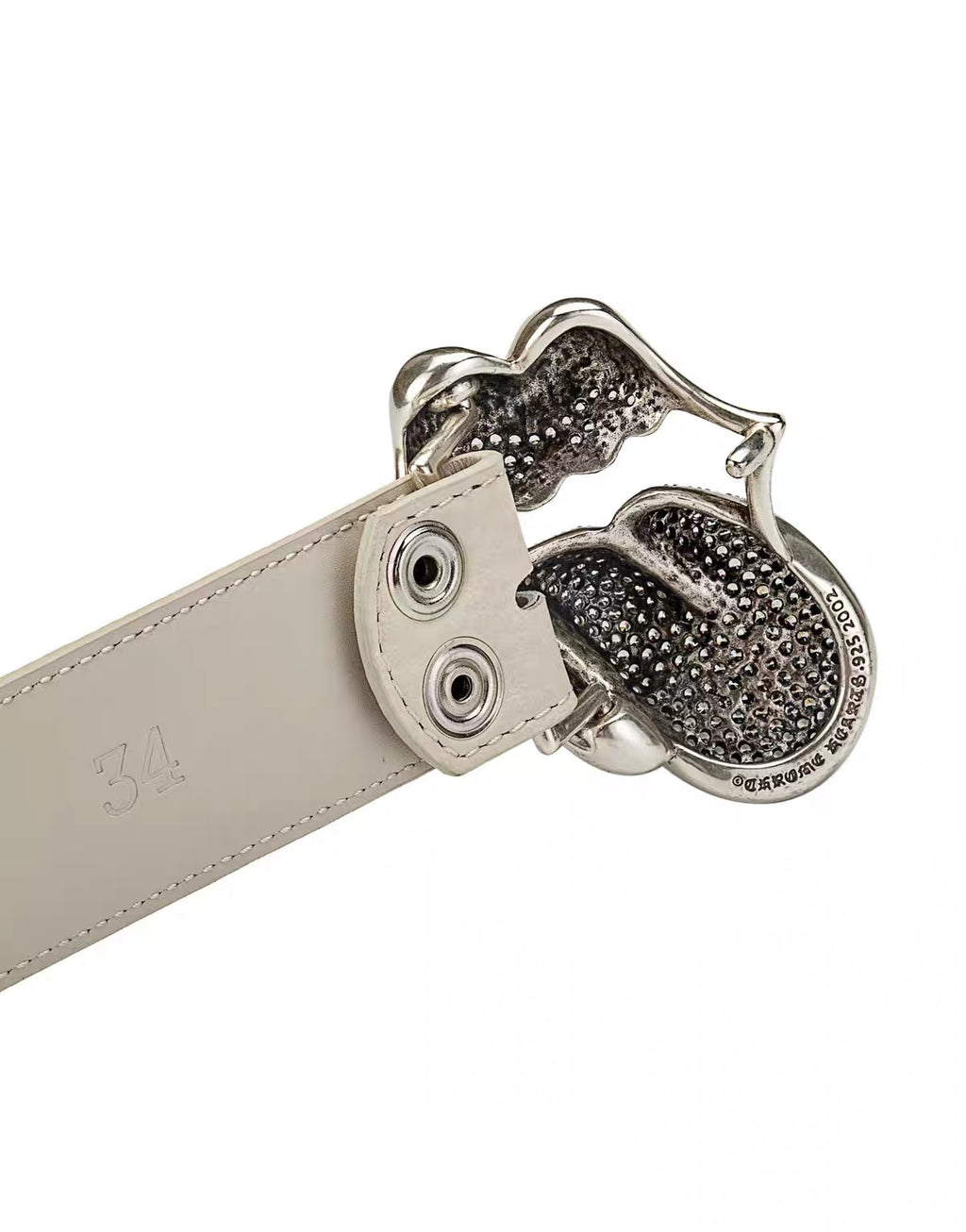 Chrome hearts iced rolling stone tounge lip  belt