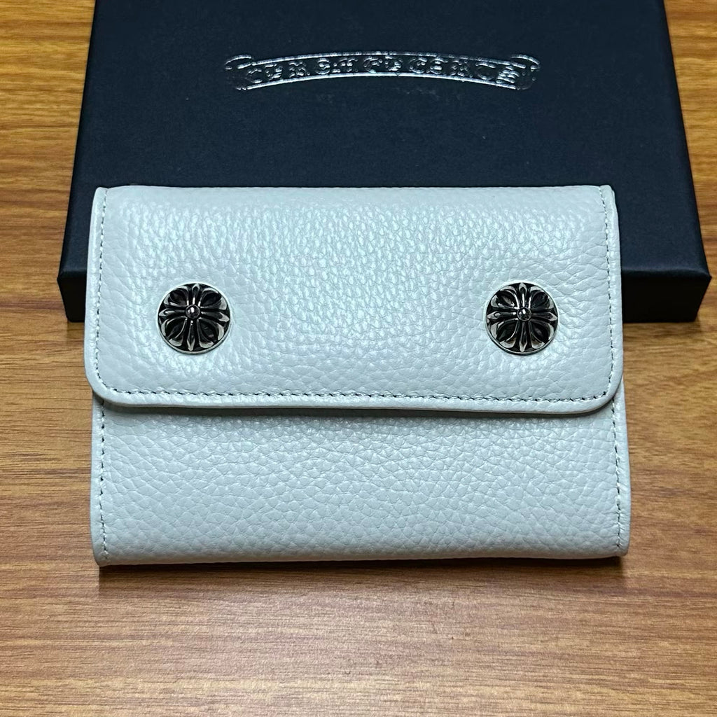 White Chrome hearts  colour wallet bag
