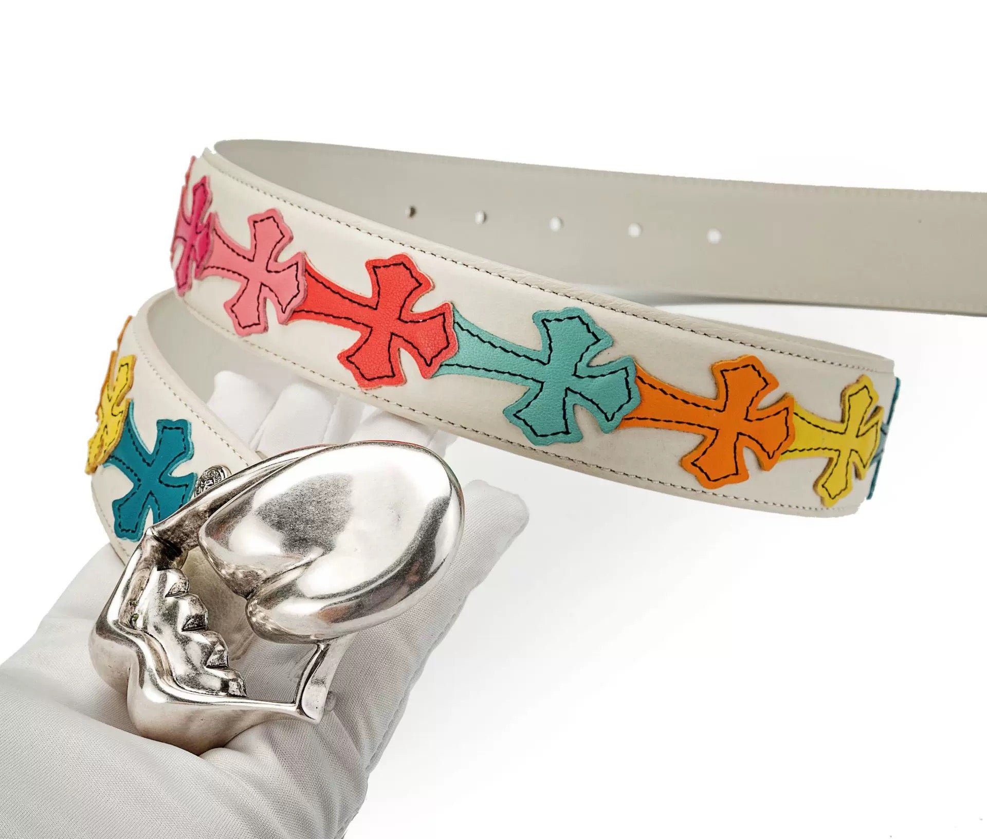 Chrome hearts rolling stone tounge lip  belt