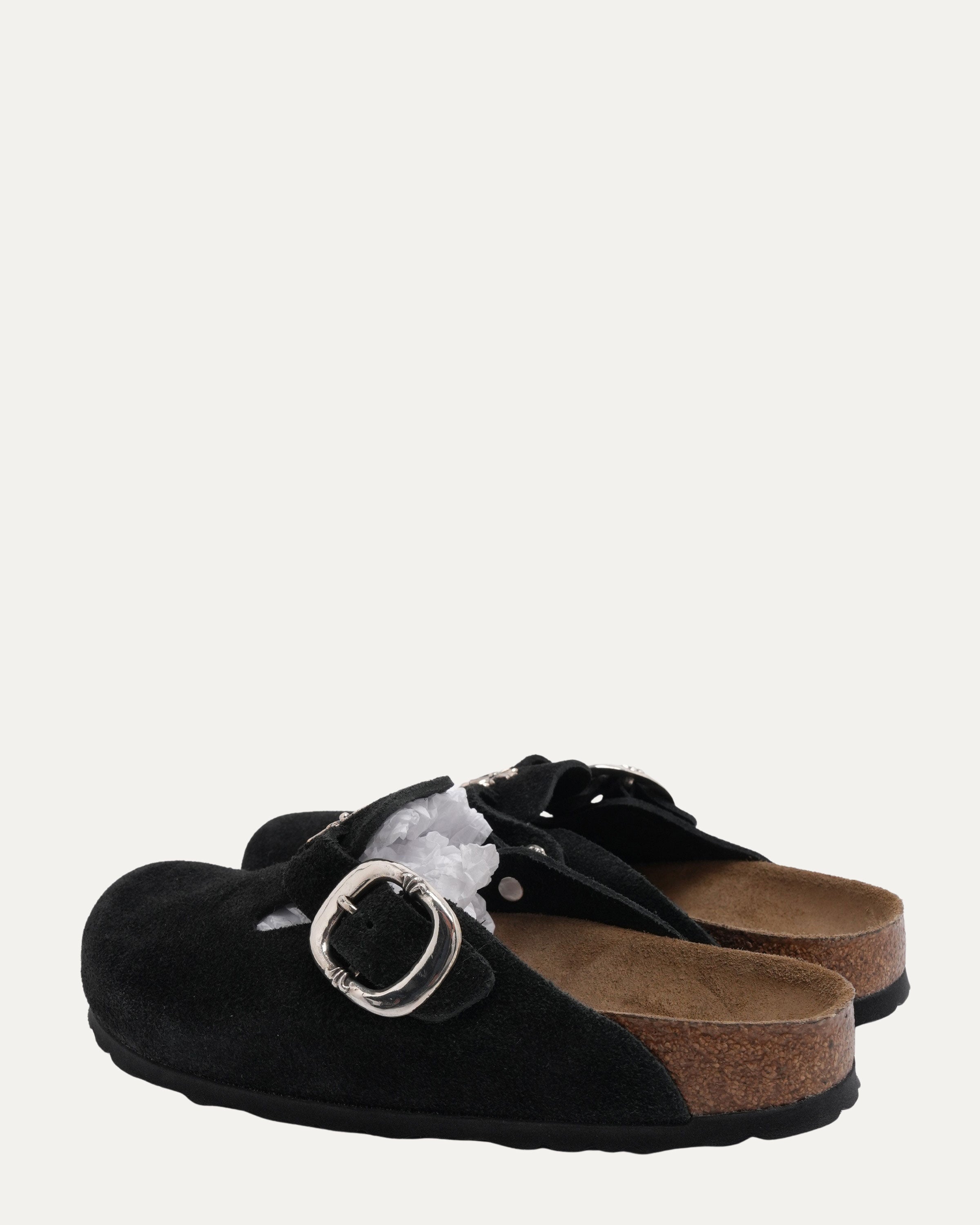 Cross Embellished Birkenstock Boston Suede Mule - Private property 