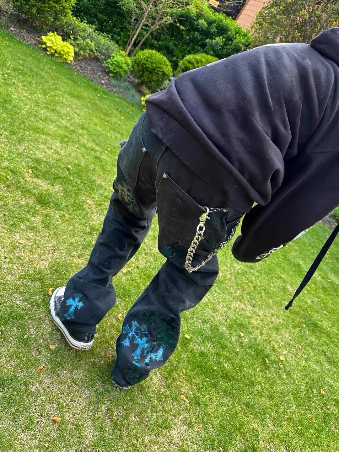 Chrome hearts blue cross patches carpenter pants
