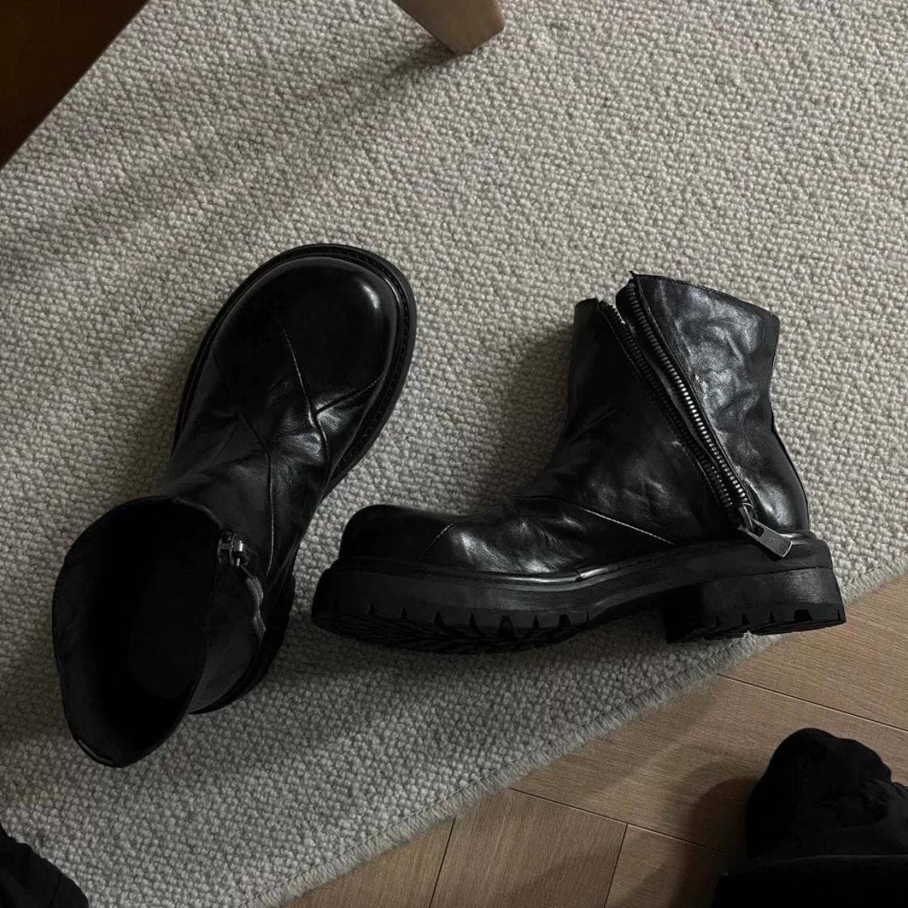 Leather zipper boots