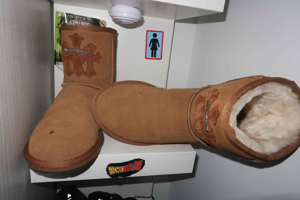Brown Chrome sterling cross patches  boots