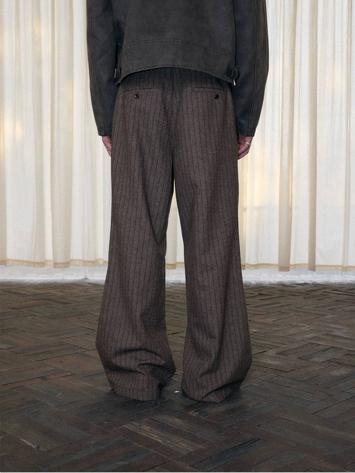 Brown Pinstripe Wide trouser