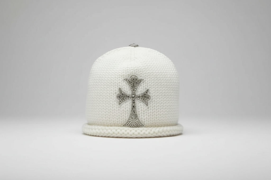 Archive white Chrome cross  beanie