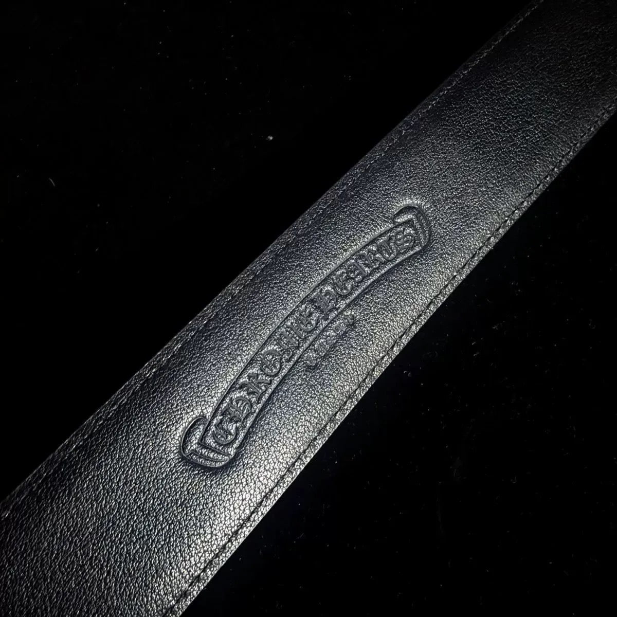 Black iced Chrome Leather Roller belt