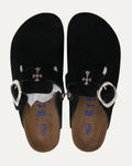 Cross Embellished Birkenstock Boston Suede Mule - Private property 