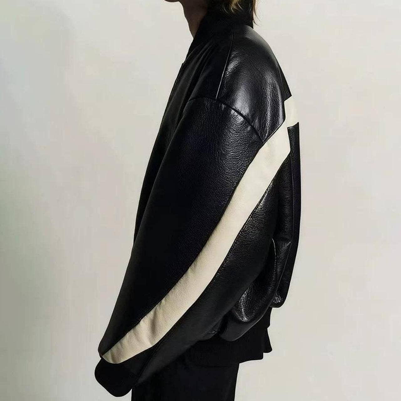 Fear of God Black and white leather bomber jacket...