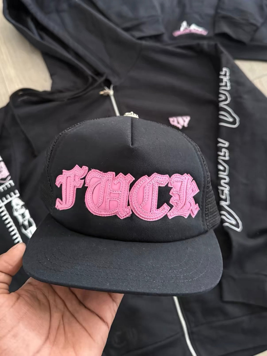 Black pink Chrome hearts hats