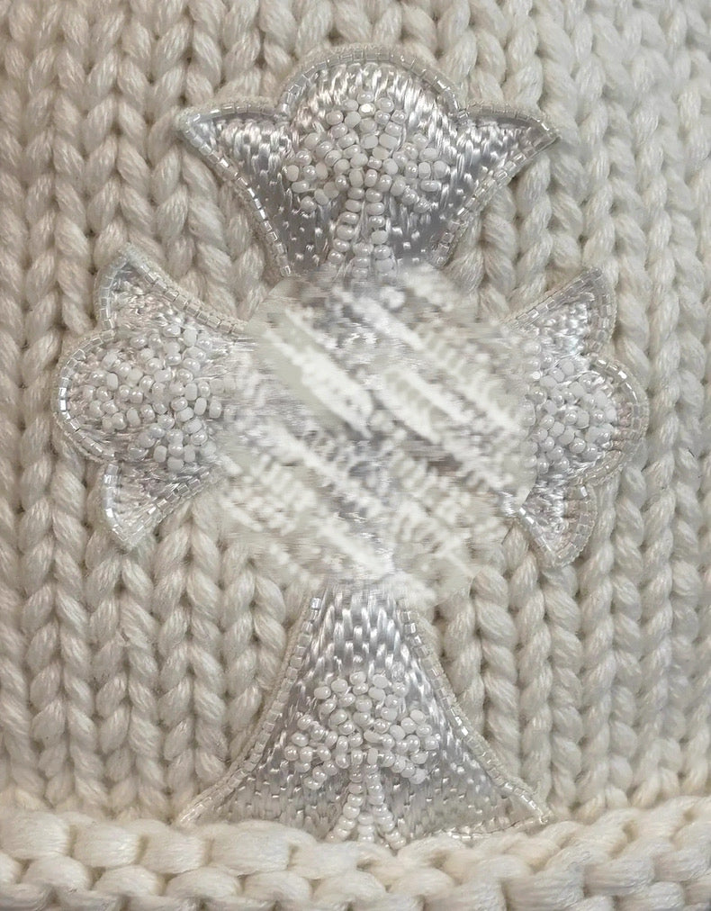 Archive white Chrome cross  beanie