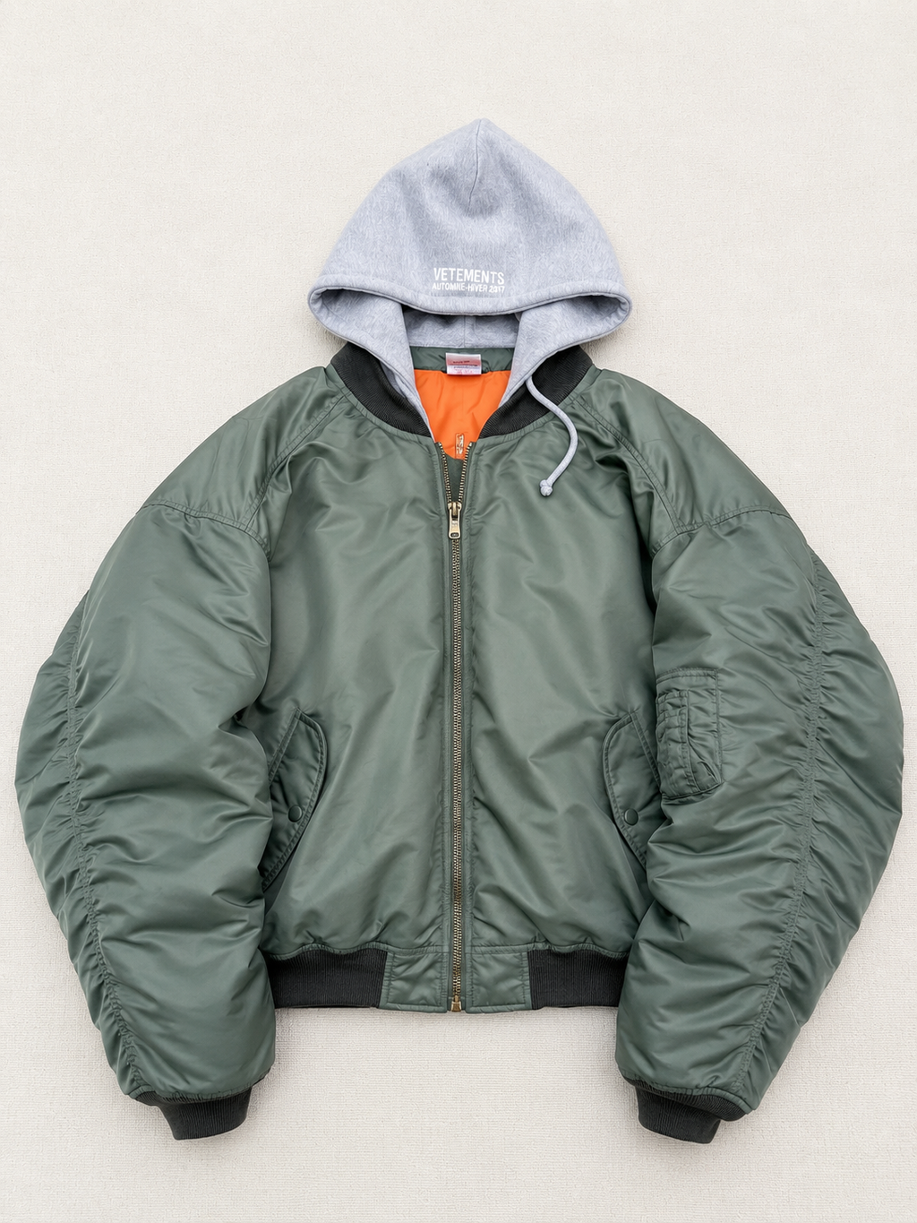 Vetements x Alpha Industries green Bomber Hoodie