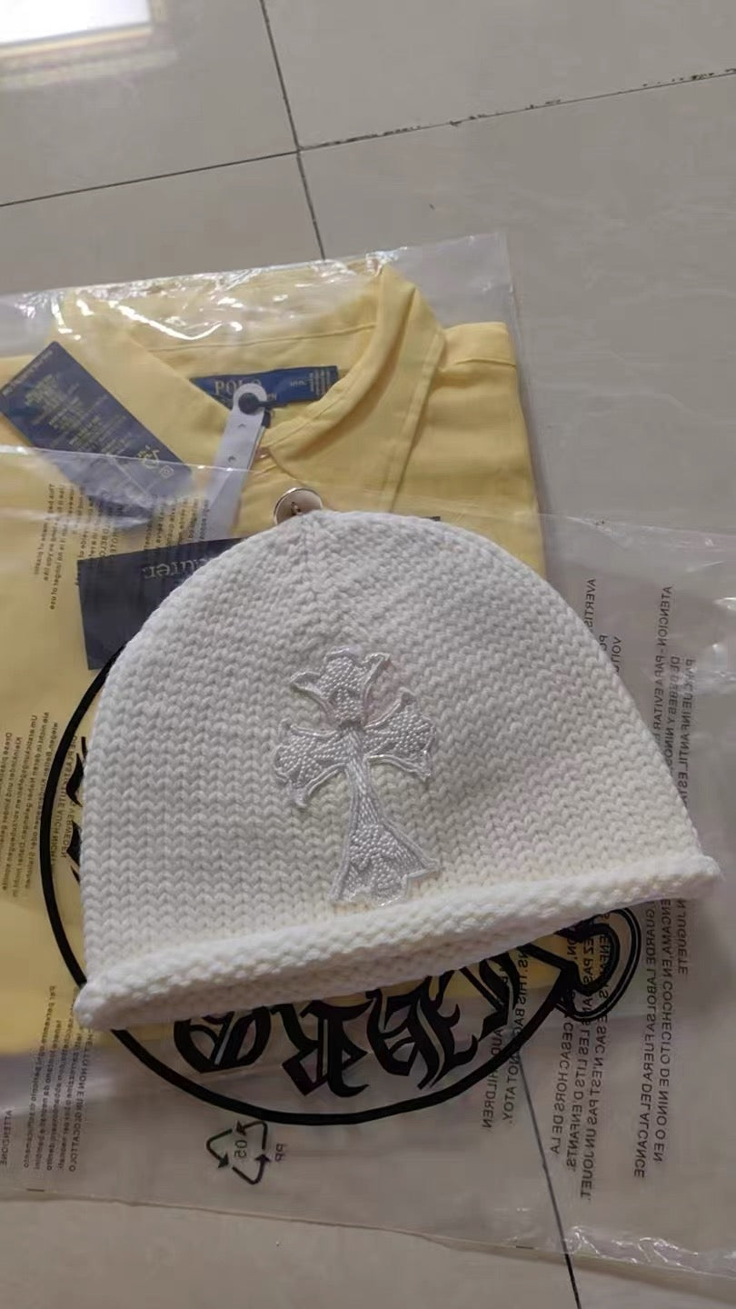 Archive white Chrome cross  beanie