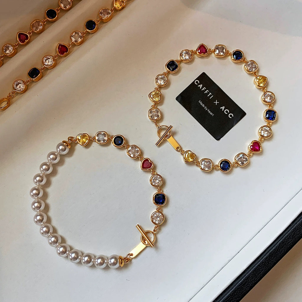 Lucky Gold Rhinestone Heart bracelet
