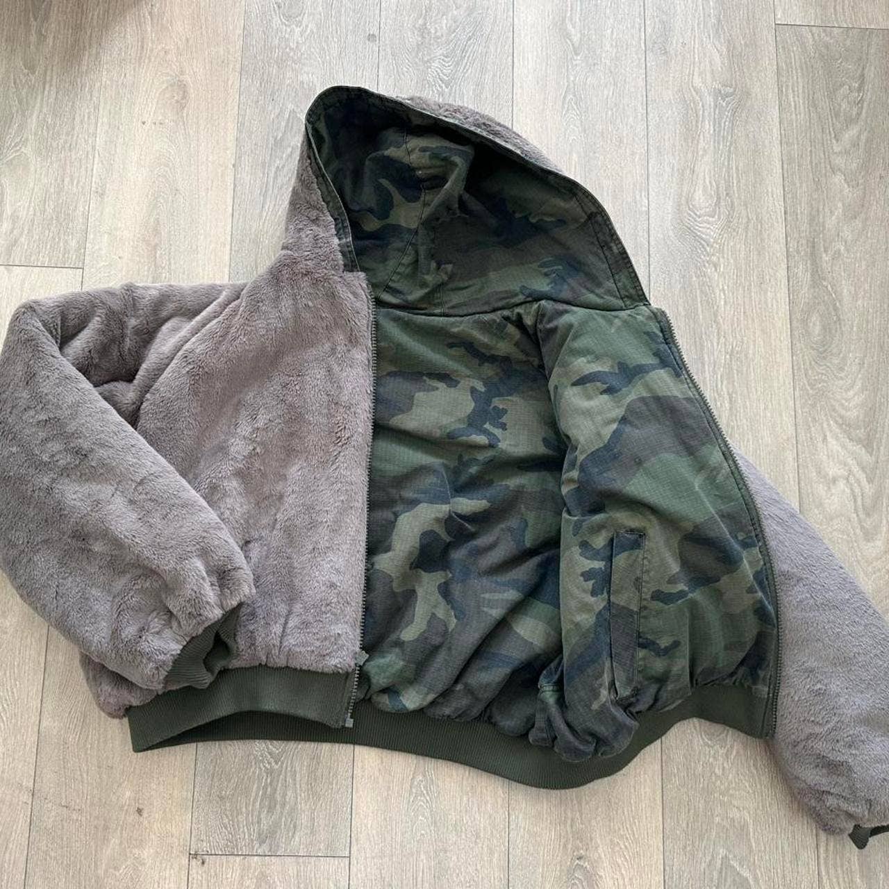 Camo fur puffer