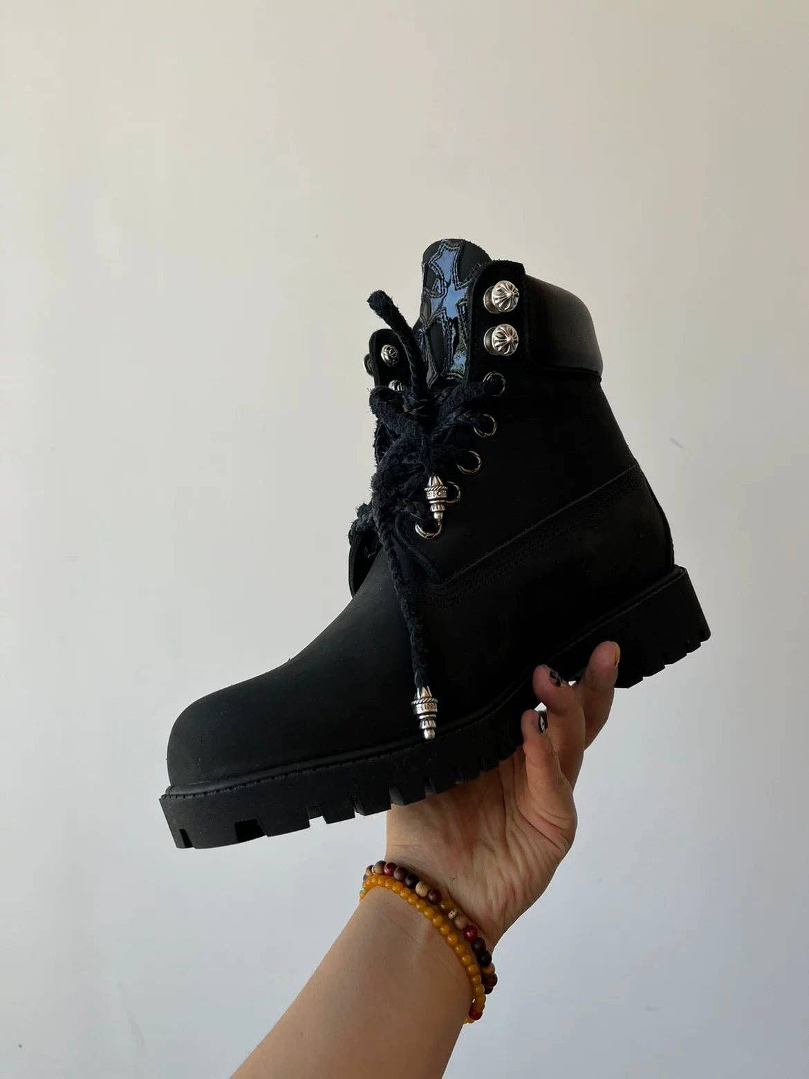 Black new rock Leather Metal-Tipped  Boot
