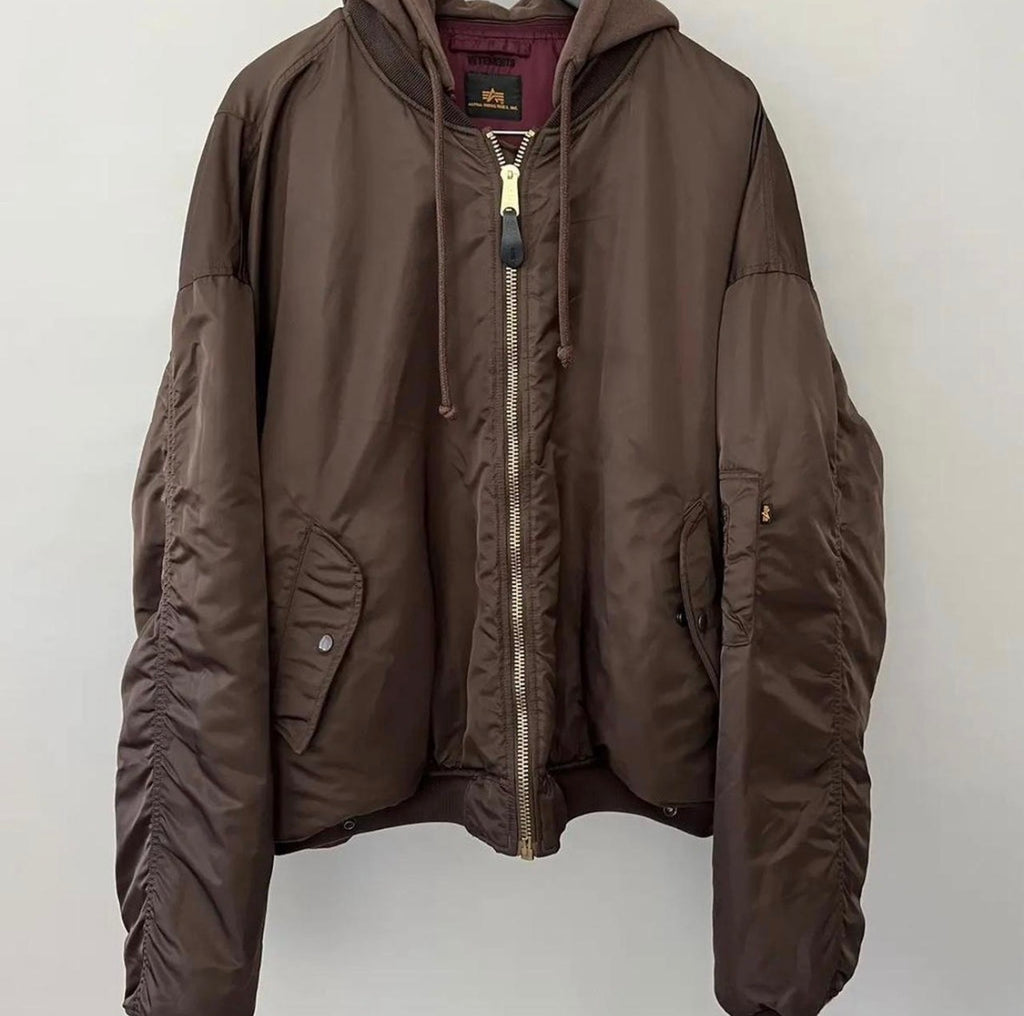 Vetements x Alpha Industries Layered Bomber Hoodie Brown