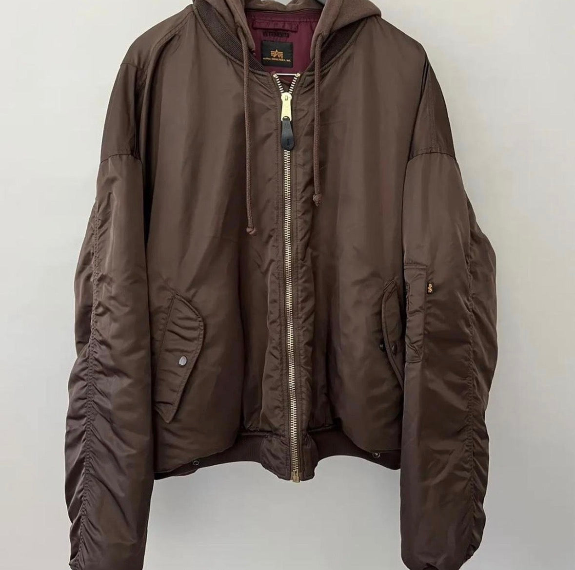 Vetements x Alpha Industries Layered Bomber Hoodie Brown
