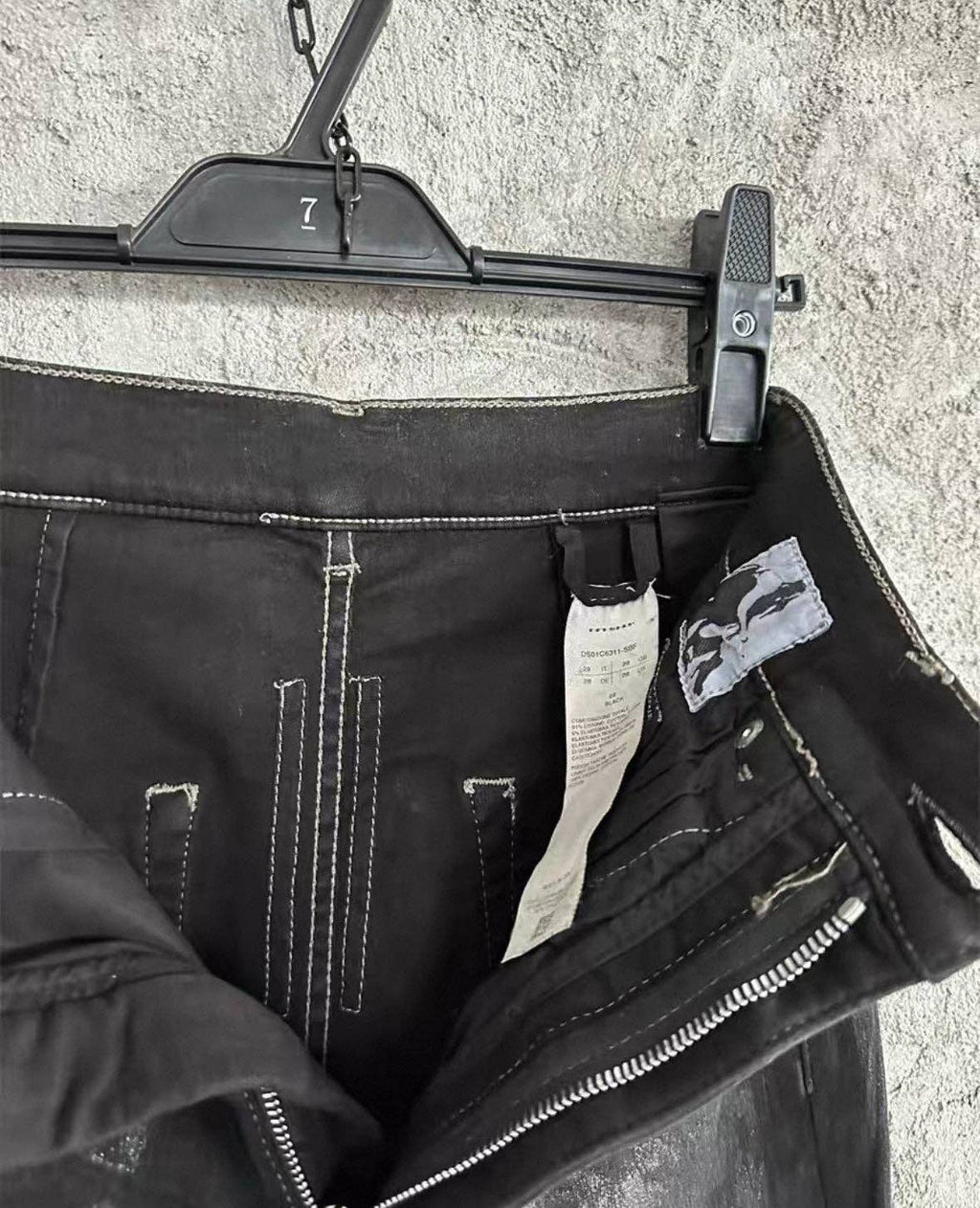 DRKSHDW Waxed flared denim