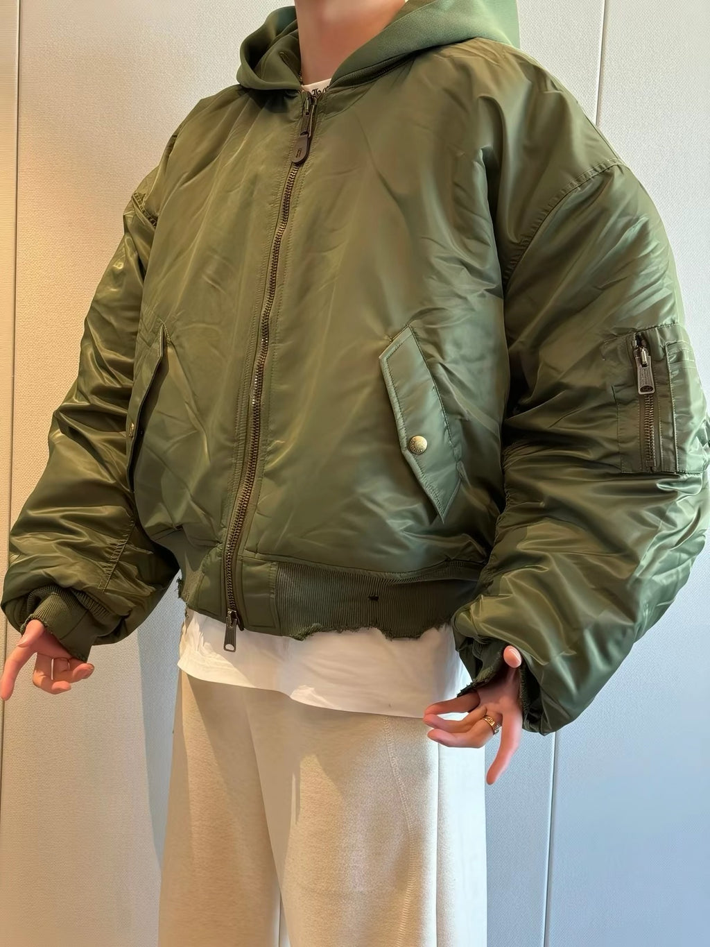 Vetements x Alpha Industries green  Bomber Hoodie