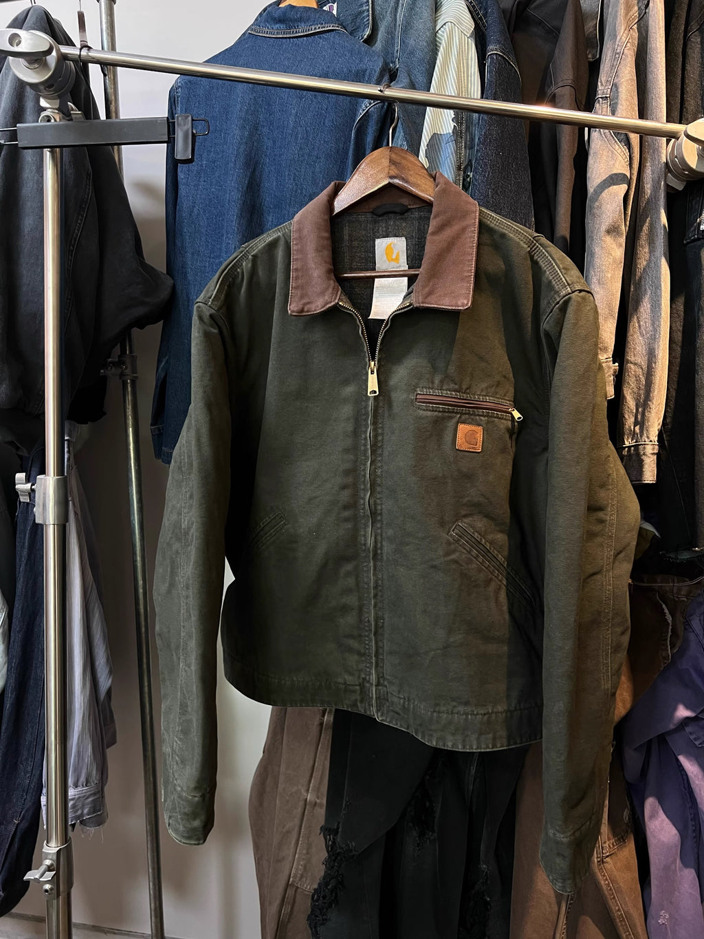 Green olive carhart workwear jacket