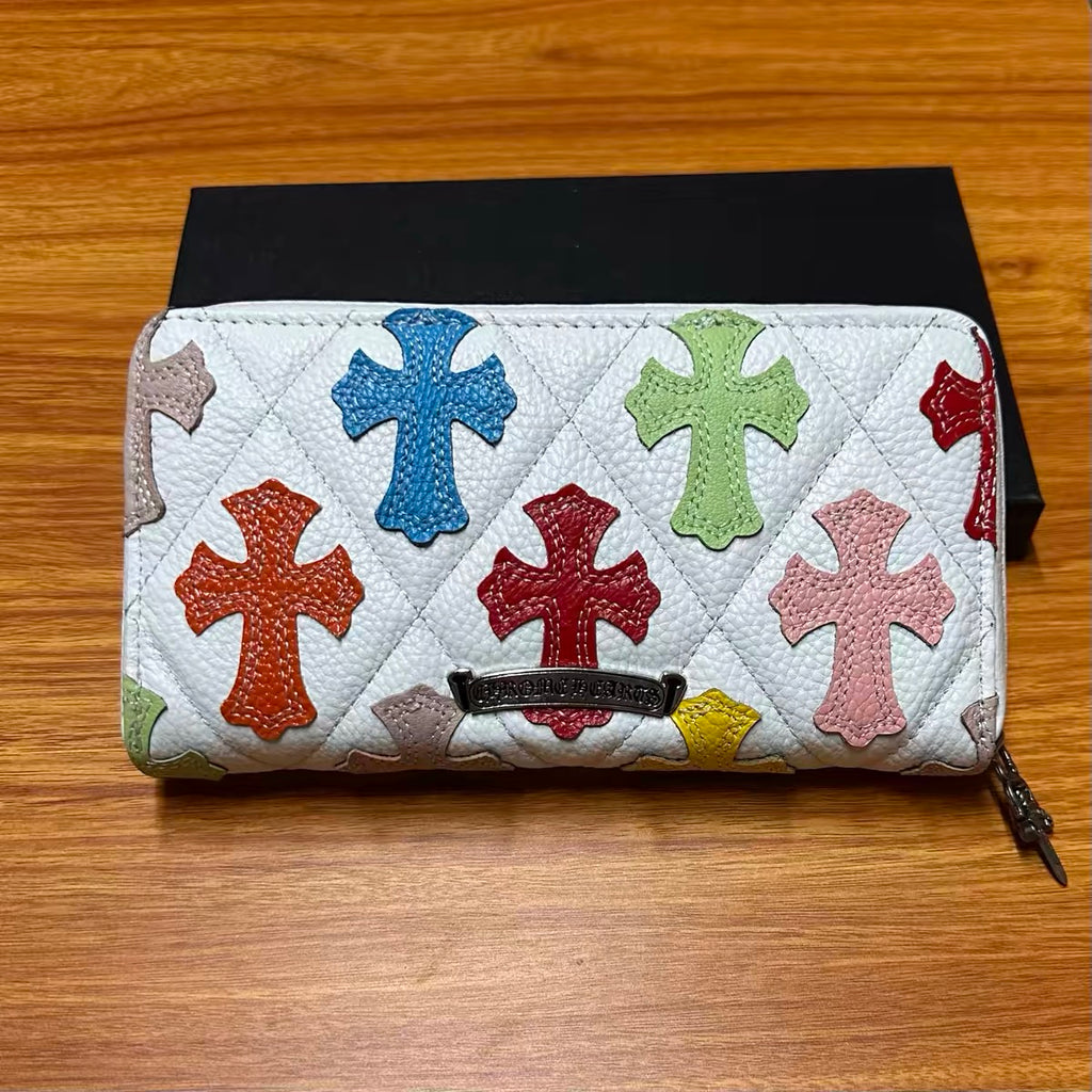 Chrome hearts multi colour cross long wallet bag