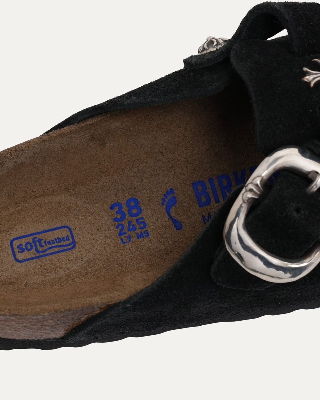 Cross Embellished Birkenstock Boston Suede Mule - Private property 